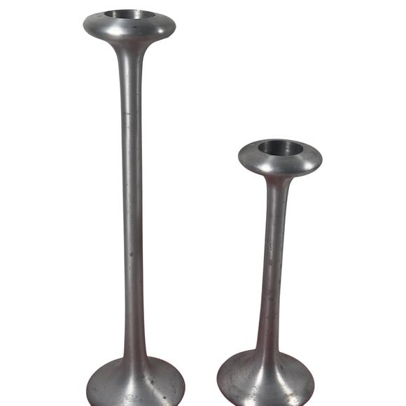 Ikea Kagla Aluminum Candle Holders Pair of 2 Scandinavian Y2K 14.5" & 10". - Picture 1 of 16